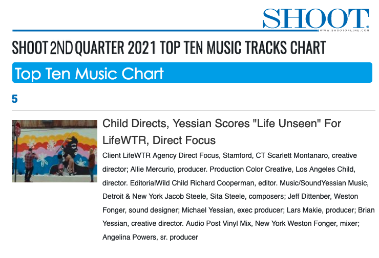 #5 on SHOOT'S TOP TEN MUSIC TRACK CHART